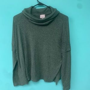 Green cowl neck women’s sweater